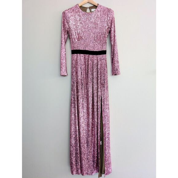 Nenette Milano Rose Pink Sequin Maxi Dress IT 42 US S Evening Gown Made in Italy - Picture 2 of 7